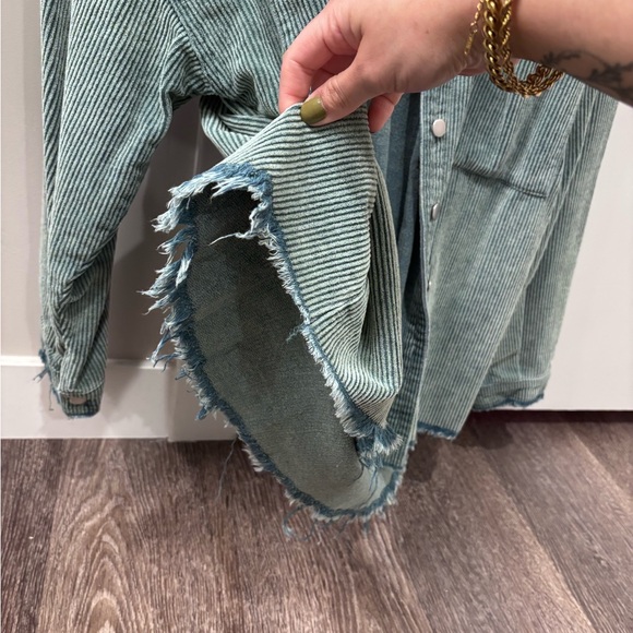 Stylish Fall Sage Green Corduroy Button-Up Jacket/Shaket/Flannel - Picture 16 of 16